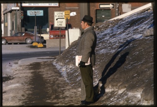 Proulx at the bus stop