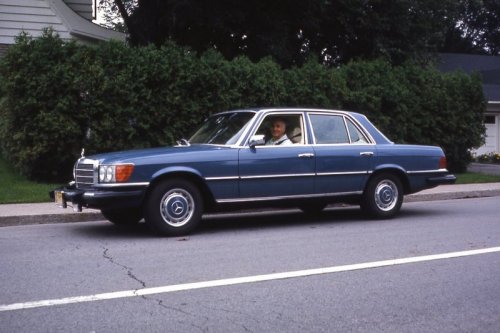 my father in his 1974 Mercedes 
