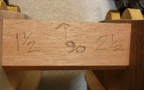 neck block with dimensions and angles in pencil