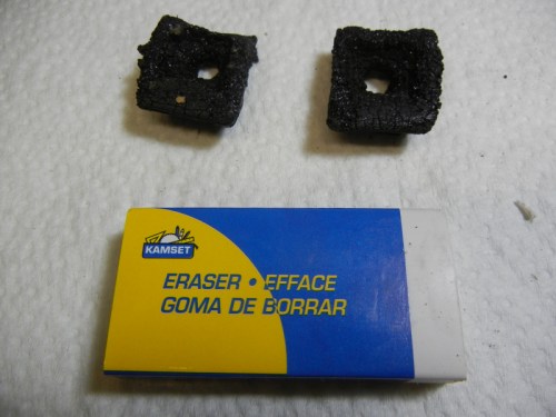 old rotted rubber feet and new raw material