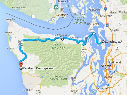 Langley to Kalaloch Campground on the coast
