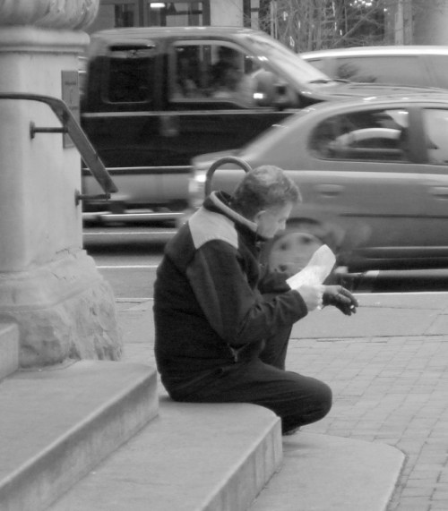 intense concentration on a piece of paper